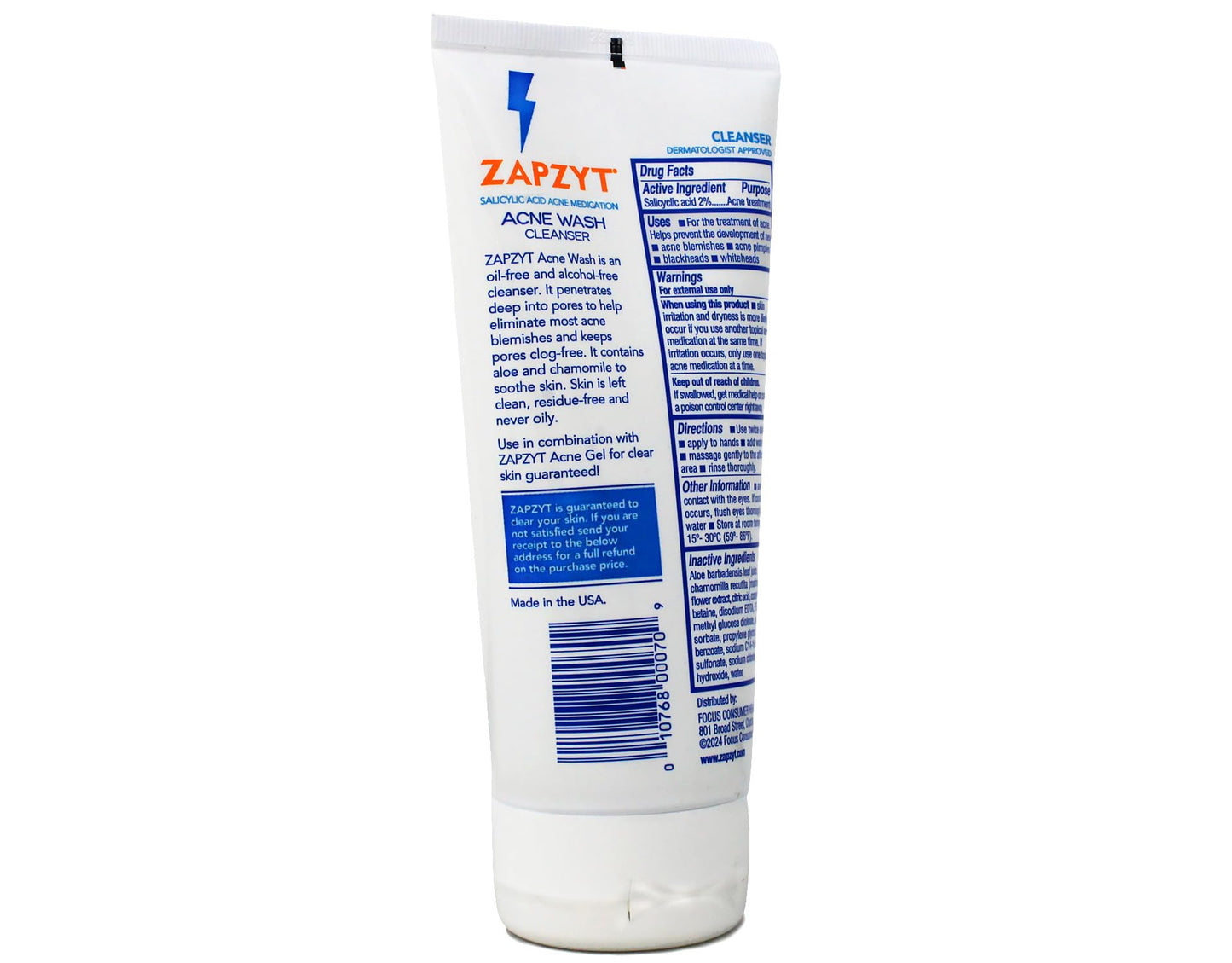 ZAPZYT Acne Wash Treatment For Face & Body - 6.25 oz