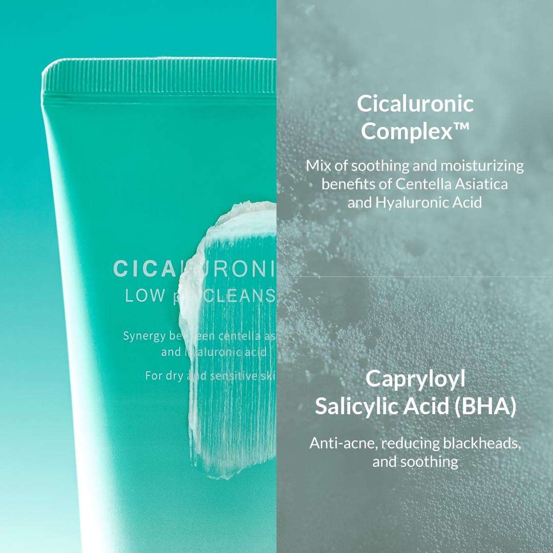 MIZON Cicaluronic Low pH Cleanser with Centella Asiatica Hyaluronic Acid BHA Sebum Care Blemish Care Dead Skin Cell Removal Korean Skincare (120ml/4.05fl oz)
