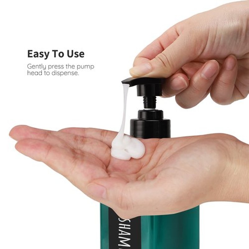 Segbeauty Shampoo Conditioner Bottles, 3pcs 16.9oz 500ml Pump Press Dispenser with Labels, Empty Plastic Refillable Reusable Lotion Body Soap Liquid Soap Gel Bathroom Shower Containers Light Sea Green