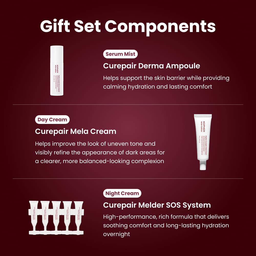 Kopher Barrier Repair Trio – Peptide & Niacinamide Skincare Set with Serum Mist, SOS Treatment & Cream, Hydrating, Soothing & Skin Barrier Care for Sensitive Skin, Korean Skincare