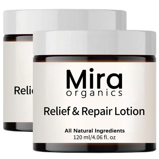 Mira organics Relief Repair Lotion, Cream With 100% Natural Ingredients | Intense Moisture | Non-greasy | Absorbs Fast | for Various Body Parts (2 PCS)