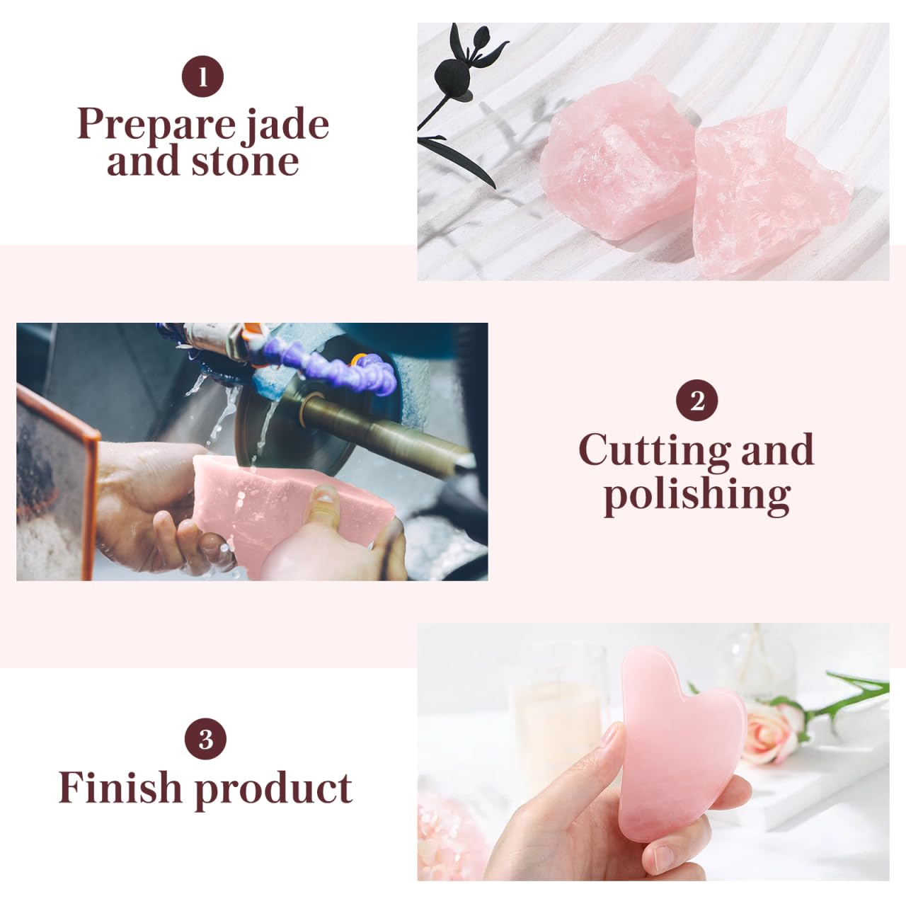 Gadpiparty Natural Jade Gua Sha Facial Massager Tool 3.14X1.96In Pink Scraping Plate for Face Eye Relaxation Skin Hydration Circulation Massage