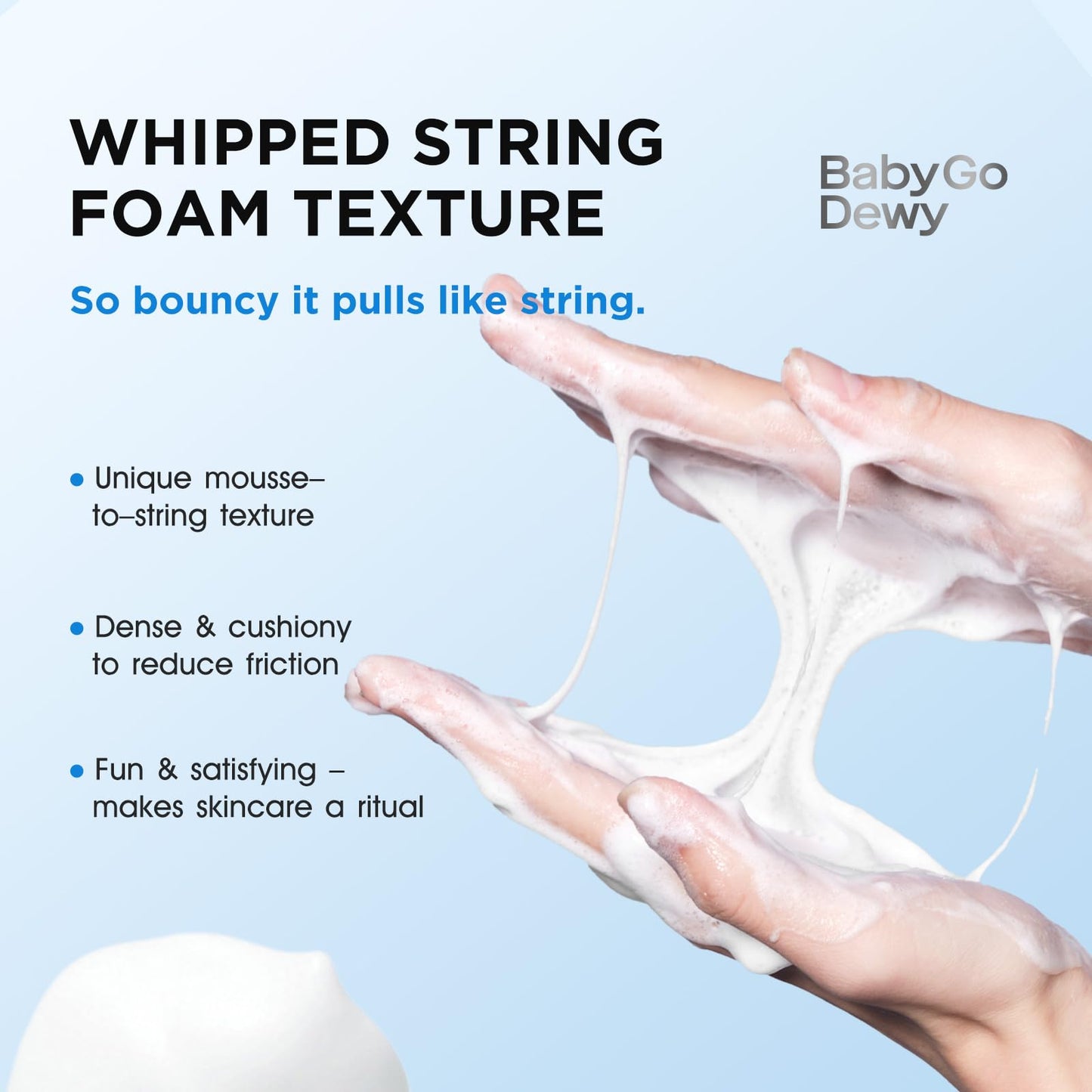 Baby Go Dewy STRING FOAM Barrier Friendly Non-Drying Facial Cleanser with APG & Plant-Powered Ingredients, Foaming Facial Cleanser Fragrance Free Sensitive Skin Friendly