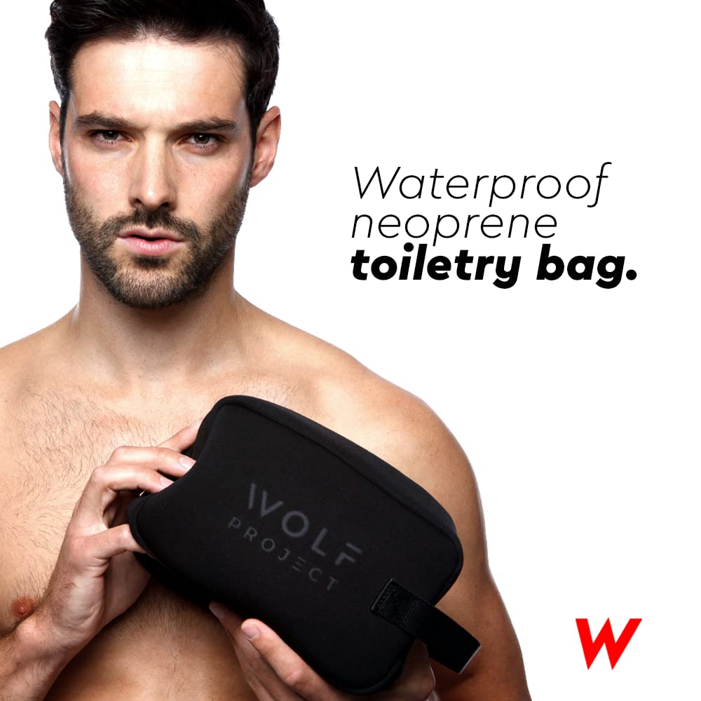 Wolf Project Neoprene Dopp Kit For Men, Toiletry Bag, Travel Kit, Accesories Organizer, Water Resistant