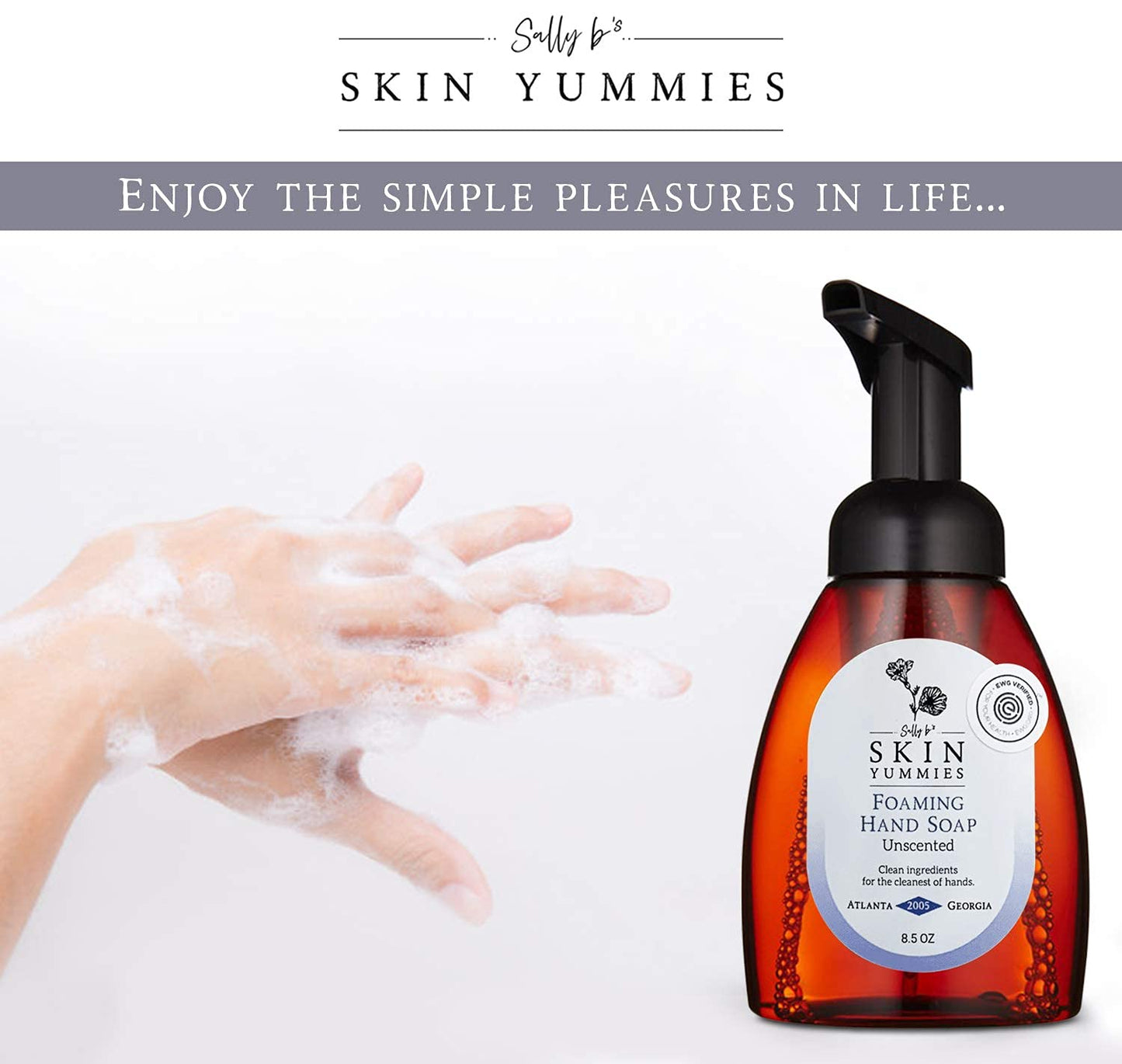 Sally B’s Unscented Luxury Hand Soap – Moisturizing, Hypoallergenic Organic Foaming Hand Soap, EWG Verified, 8.5 oz (Unscented)
