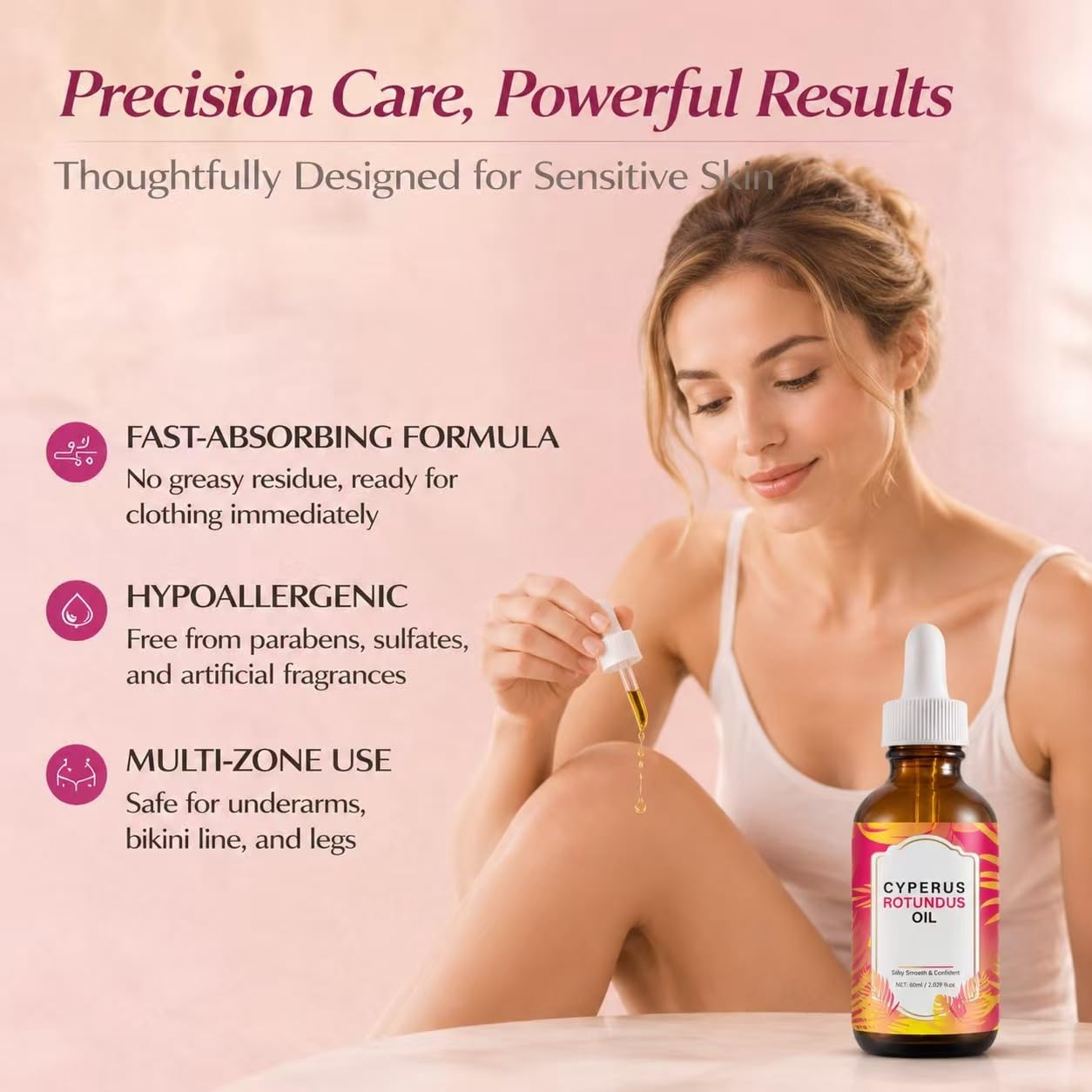DreamCatching Cyperus Rotundus Oil, Cyperus Rotundus Oil for Hair Removal, Reduces Unwanted Hair Growth 2.02 Fl Oz (Pack of 1)