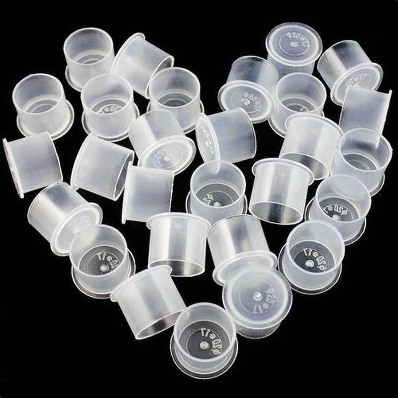 Tattoo Ink Caps Medium - 1000PCS Disposable Plastic Tattoo Ink Cap with Base Tattoo Cups for Tattooing, Tattoo Ink, Tattoo Supplies (14 12mm)