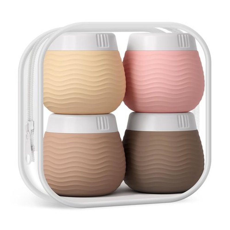 Yinke Travel Containers for Toiletries, Silicone Cream Jars, TSA Approved Travel Size Containers, Leak-proof Travel Essentials/Accessories with Lid for Cosmetic Face Body Cream(4 Pack), 50ml, Apricot