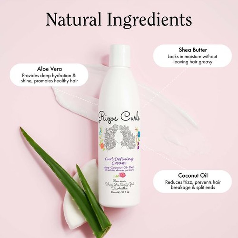 Rizos Curls Travel Curl Defining Cream, Enhance Waves, Curls & Coils, Soft Hold for Weightless Volume, Moisturizing for Frizz-Free Shine with Aloe Vera, Coconut Oil & Shea Butter, 2.5 oz