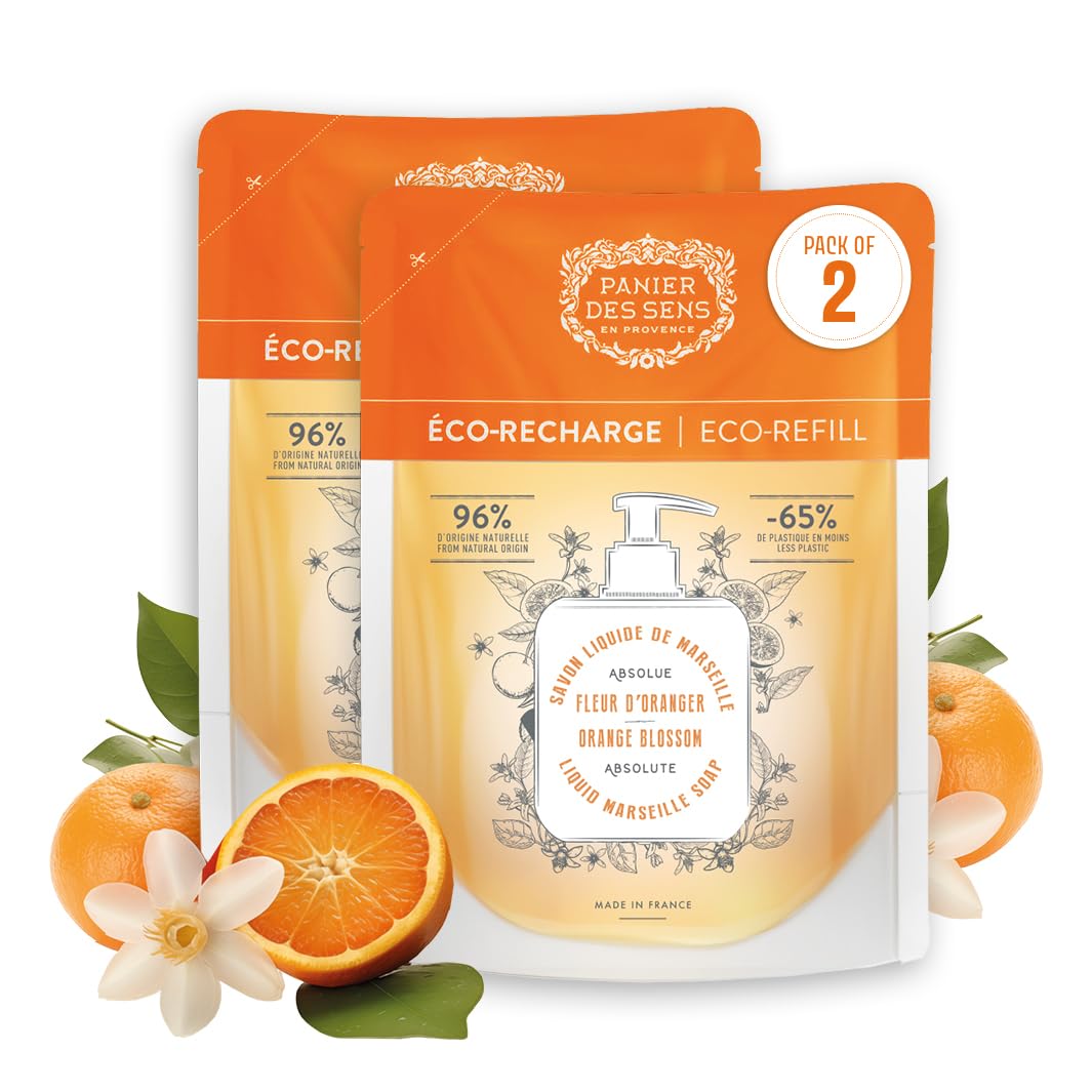 Panier des Sens Orange Blossom Liquid Hand Soap Refills, 2-Pack, 34 fl oz