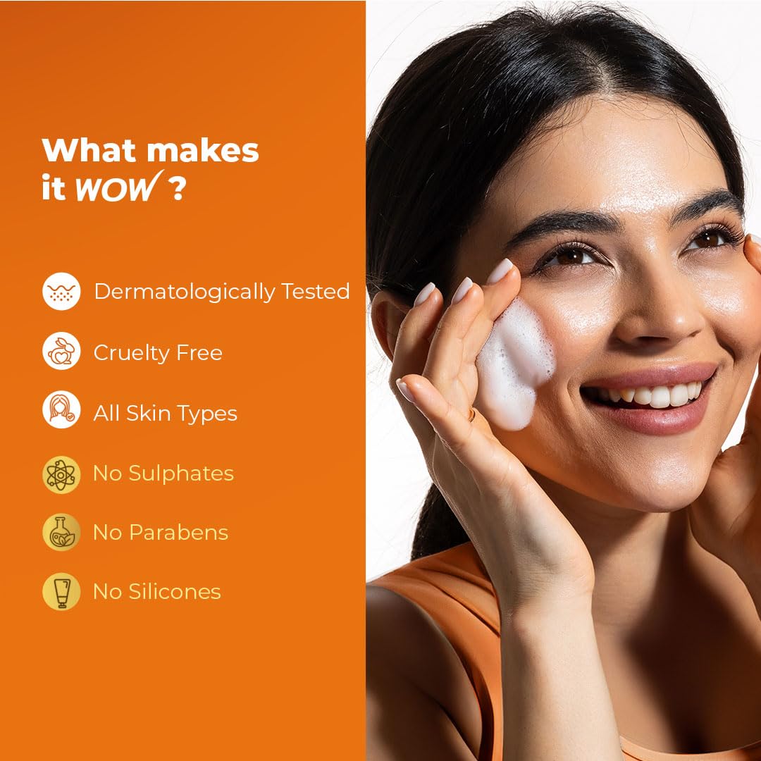 WOW Brightening Vitamin C Face Wash - No Parabens, Sulphate, Silicones, Color & Synthetic Fragrance - 100mL