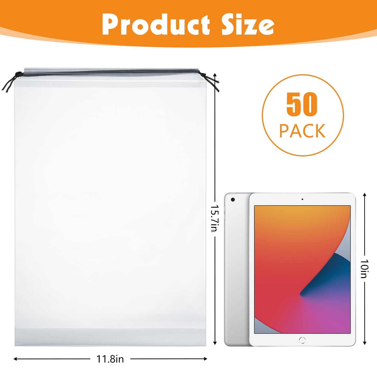 50 Pack Shoe Bags for Travel, 15.7" x 11.8" Large Clear Travel Shoe Bag Vacation Essentials Cruise Essentials Portable Drawstring Packing for Men & Women