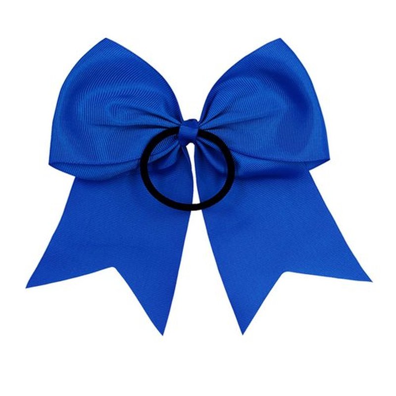 DEEKA 12PCS 8" Large Cheer Hair Bows Ponytail Holder Handmade for Teen Girls Softball Cheerleader Sports-Royal Blue