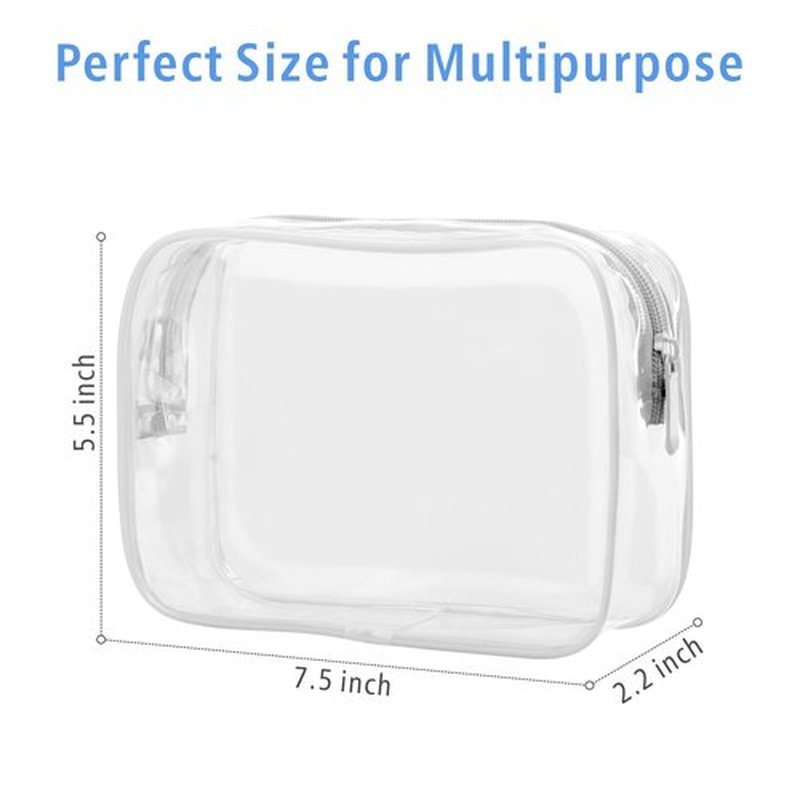 PACKISM Clear Makeup Bags, 4 Pack Quart Size Travel Bag TSA Approved Clear Travel Bags for Toiletries, Clear Cosmetic Bags Carry on Clear Toilety Bag TSA Approved Toiletry Bags, White