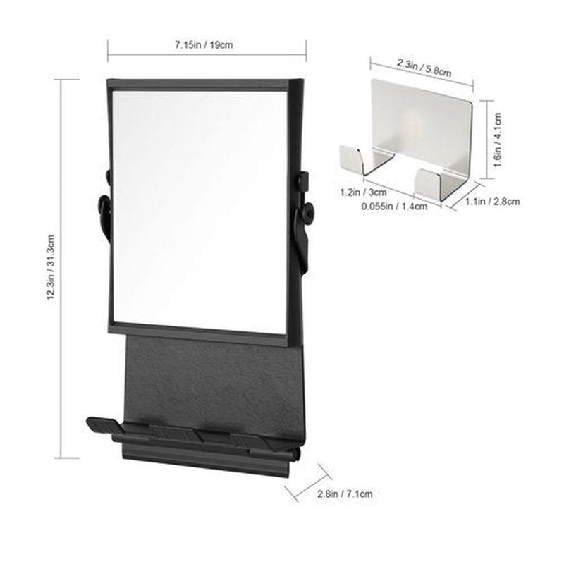APLOP Shower Mirror Fogless and Shower Hook - Dual-Sided 1X/3X Magnification, Anti-Fog Shaving Mirror with Squeegee, Rust-Proof, Black