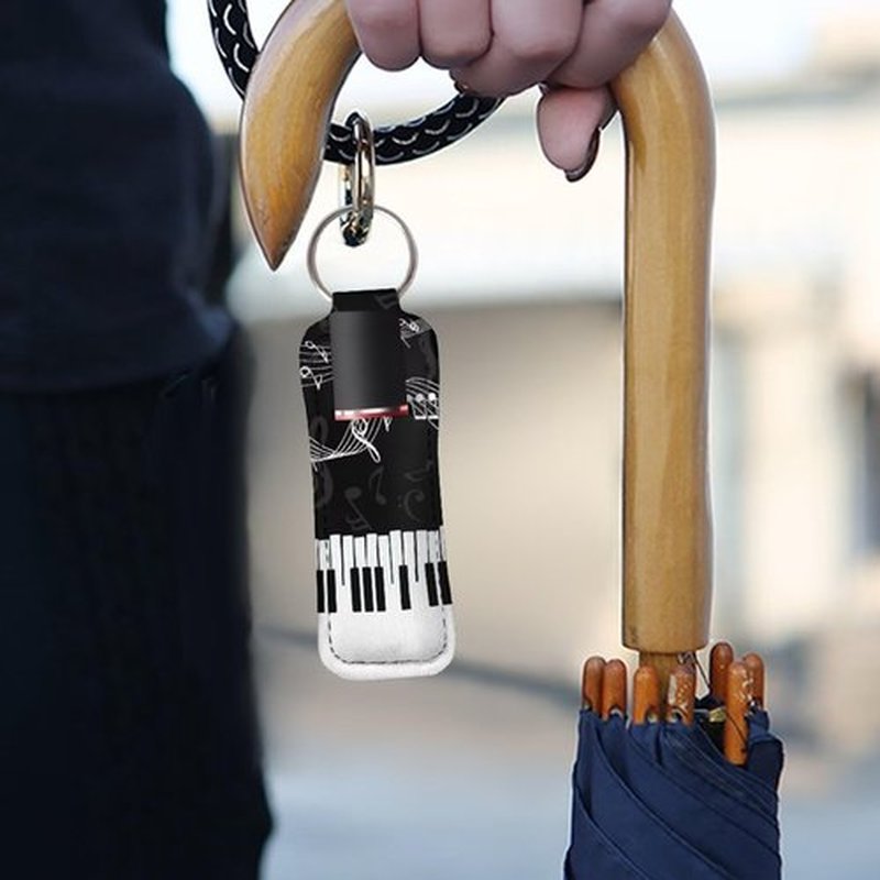 SEANATIVE Musical Notes Chapstick Holder 5 PCS Lipstick Holder Keychain Lipstick Sleeve Pouch Lip Balm Holder Lipstick Bag for Keychain Travel Accessories Gift for Girls and Women