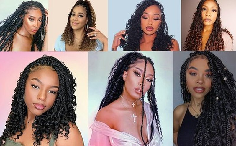 Goddess Box Braids Crochet Hair With Curly Ends 8 Packs-12Inch 1B/27 Crochet Hair for Black Women Bohomian Crochet Box Braids (1b/27, 12inch)