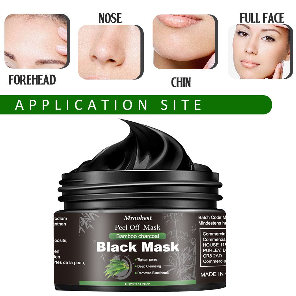 Mroobest Blackhead Remover Mask for Face, Peel Off Face Mask, Charcoal Face Mask, Purifying and Deep Cleansing Skin, for All Skin Types, 120ml