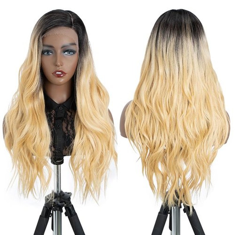 REBECCA STYLE Long Body Wave Wigs for Black Women Side Part Long Wavy wigs 20 Inch Synthetic Wig Natural Looking Glueless Heat Resistant Replacement Wig (Ombre Blonde)