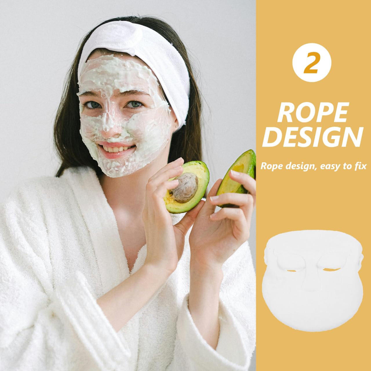 SAFIGLE Hot Cold Compress Face Towel Mask 9.05X9.05In Thickened Double-Layer Reusable Facial Steamer Towel with Secure Fit Rope for Skin Care Steam Therapy
