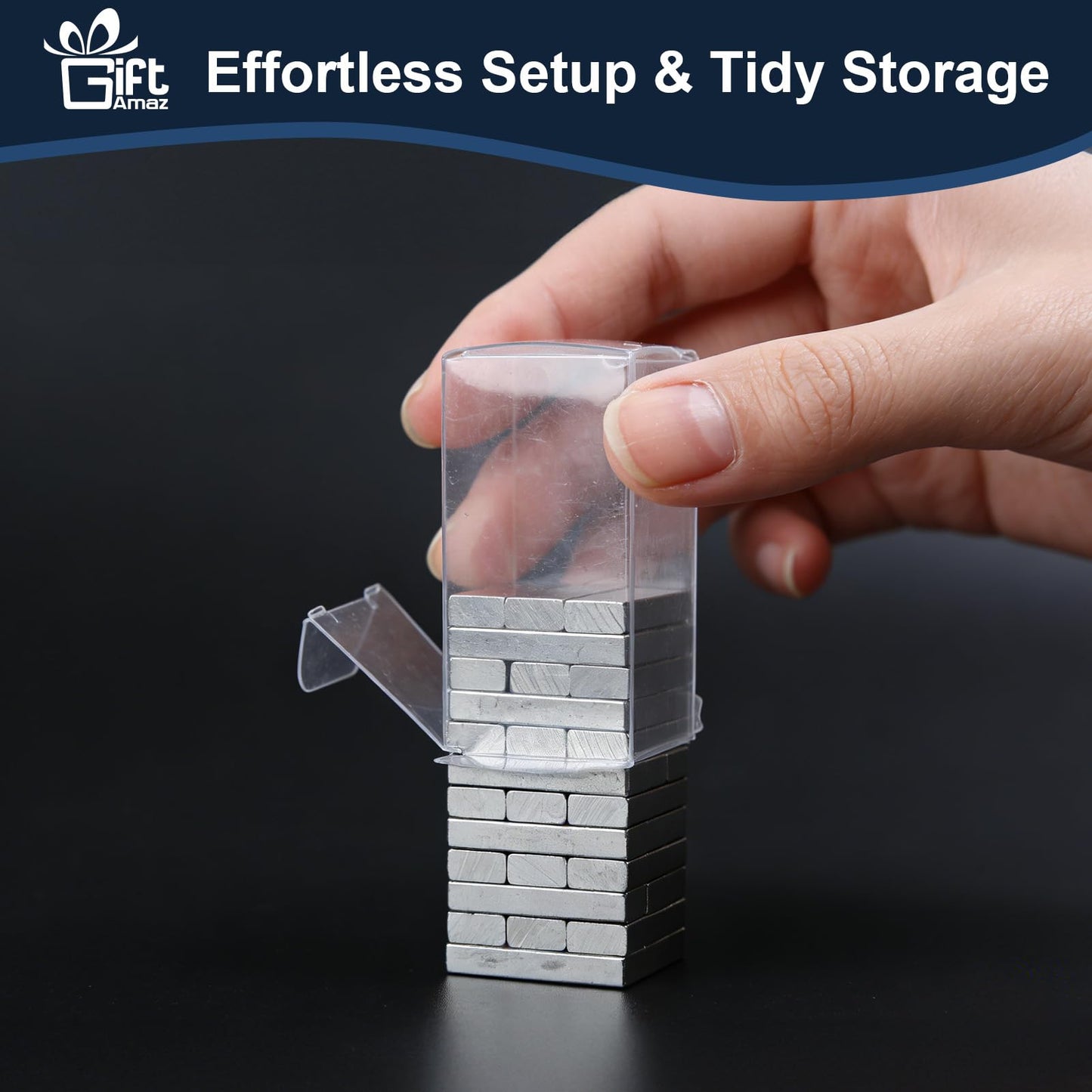 GiftAmaz Super Mini Tumble Tower Game, Metal Stacking Blocks, Tumbling Tower Blocks, 36 PCS Mini Board Game, Party Game for Adults Families, Metal Building Blocks for Kids Ages 6+