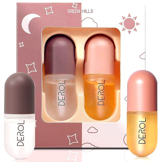 Lip Plumper Set - Natural Lip Care & Enhancer for Softer, Fuller Lips | Day & Night Serum, Lip Mask & Gloss