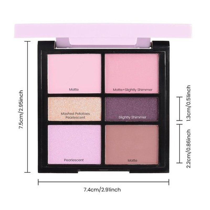 6 Colors Mini Naked Eyeshadow Makeup Palette, Neutral Nude Eye Shadow, Pink&Purple& Brown Matte Make Up Pallet with Mirror Highly Pigmented Long Lasting Waterproof Travel Size Gift Kit (Purple)