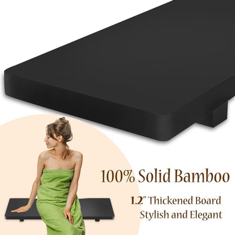 Stylish Black 1.2IN Thickened Board Bamboo Bathtub Tray Caddy with Adjustable Legs, Minimalistic Design Bath Tray for Tub, Bathtub Accessories, Fits Most Bath Tubs, Idea for Women