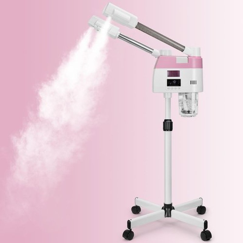 Professional Facial Steamer for Esthetician,2 in 1 Facial Steamer with Hot&Cool Mist, Height Adjustable Face Steamer, Pink Ozone Facial Steamer for Home Salon Spa