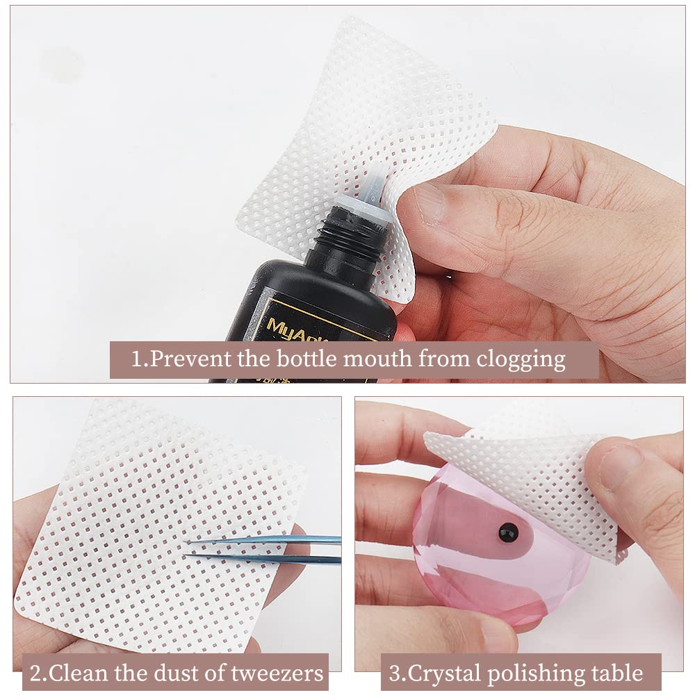200 PCS Lint Free Nail Wipes, Non-Woven Fabric Dry Nail Prep Pads, Nail Polish Remover Wipes Lash Extensions Glue Nail Cleaning Pads for Salon Supplies (White)
