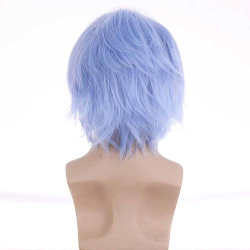 RightOn 12 Inches Blue Wig Short Wig Light Blue Cosplay Wig for Costume Party and Dress Up Short Wig for Men and Women Halloween Wigs with Wig Cap