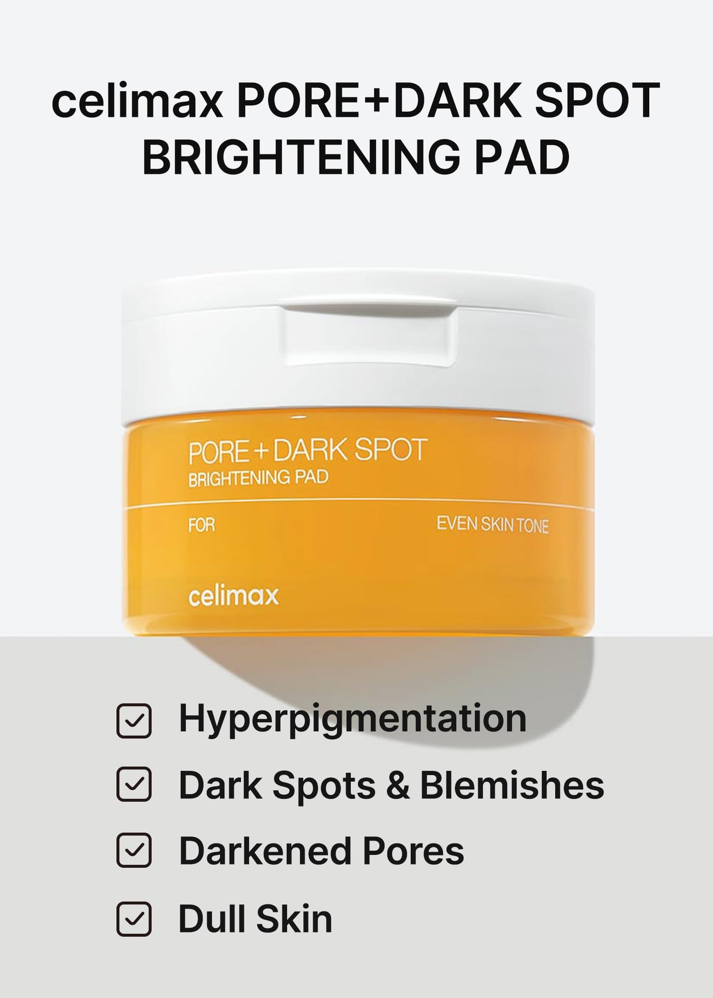 celimax Pore+Dark Spot Brightening Pad | Exfoliating Peeling Pads for Enlarged Pores, with Hyaluronic Acid, Pore Minimizer, Non-Irritating, Hydrating, For Sensitive Skin (80 pads)