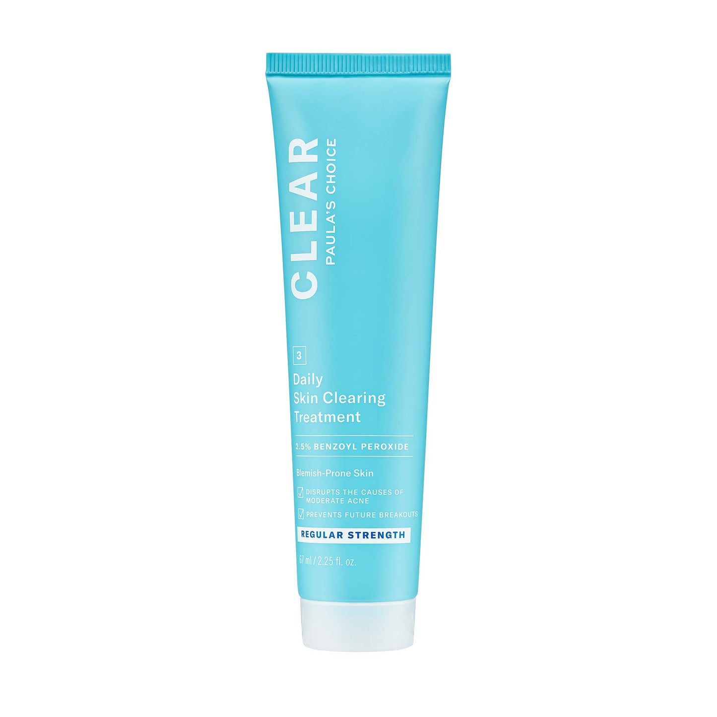 Paula's Choice CLEAR Daily Skin Clearing Cream, All Over Face Acne Treatment with Benzoyl Peroxide, Treats and Prevents Mild to Severe Acne & Breakouts, Fragrance-Free, 2.25 fl oz