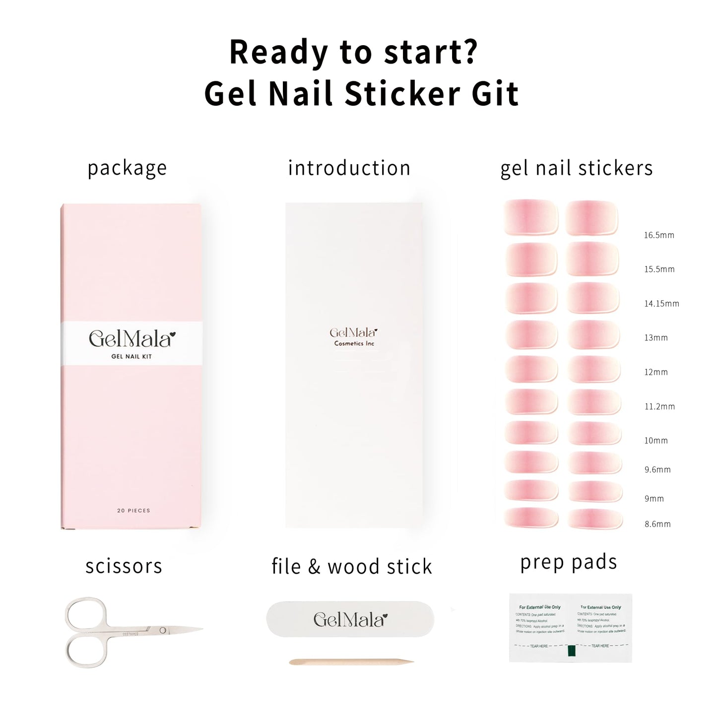 GelMala Gel Nail Strips Glossy Ombre Peach Pink Gel Nail Stickers Salon-Quality, Long Lasting, Easy to Apply & Remove-Gel Nail Strips for Nails Manicure Nail Wraps，Easy for begginners (Peach Blush)