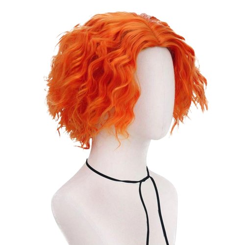 Soyusunny Short Afro Curly Mad Hatter Cosplay Wigs Halloween Party Costume for Women Men with Eyebrow(Light)