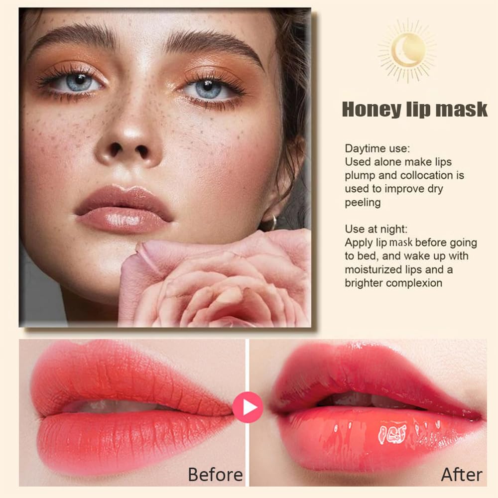 8 PCS Bee Lip Balm Honey Pot, Fruit Moisturizing Propolis Lip Mask, Lip Mask Overnight Propolis Moisturizing Lip Balm Hydrating Prevention Dry and Crack Lip Scrubs Exfoliator Lip Wrinkle Care Products