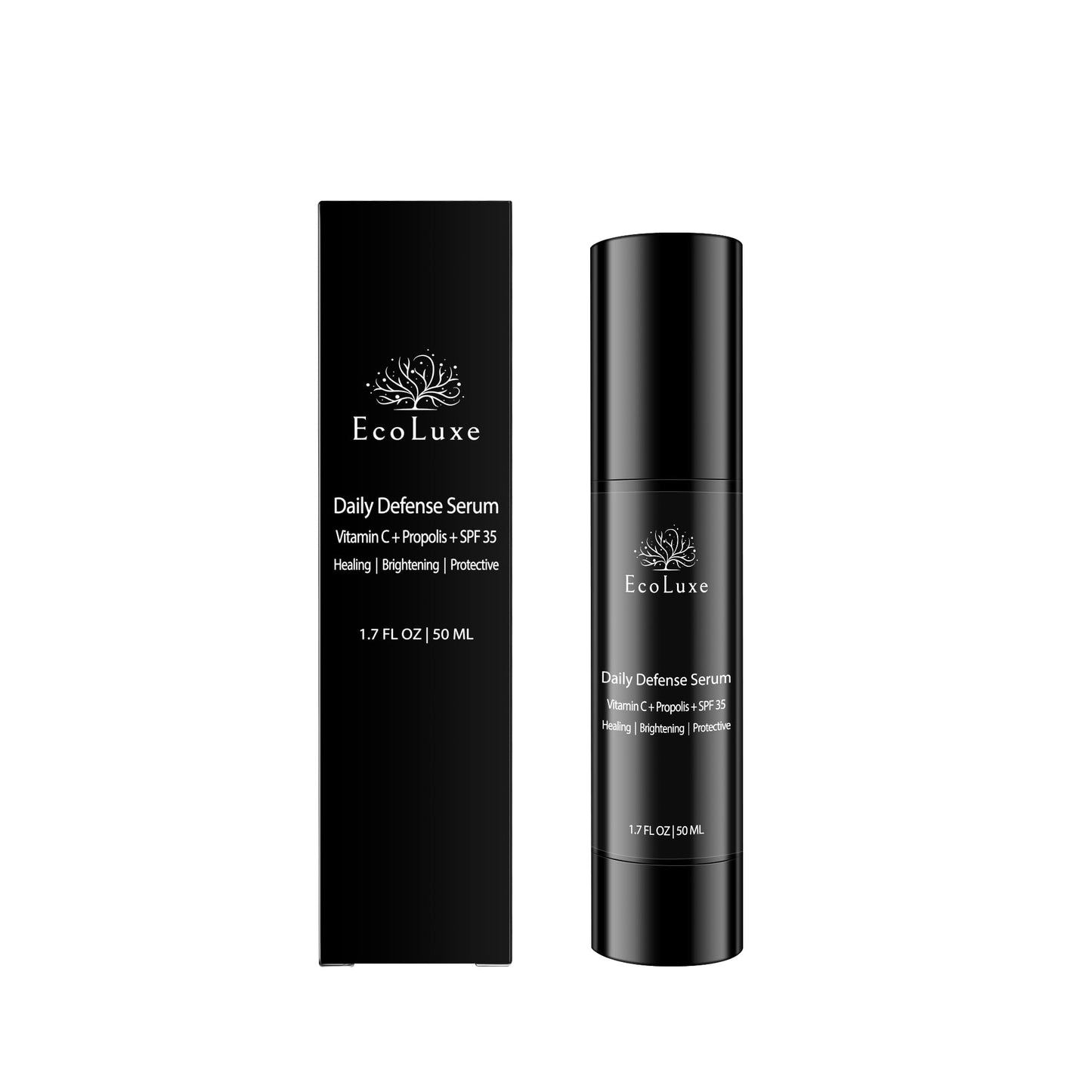 EcoLuxe Daily Defense Vitamin C Serum with Propolis and SPF 35 – Gentle Stabilized Vitamin C for Sensitive Skin, Brightening & Hydration