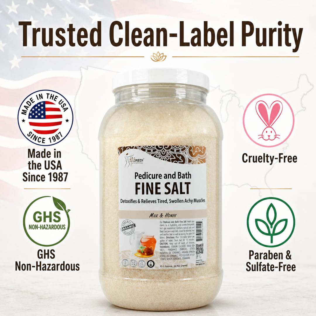 SPA REDI Professional Pedicure Foot Soak & Mineral Replenishment Whirlpool Treatment, Therapeutic Hydration, Replenishes Skin Barrier & Protects Salon Equipment Longevity Milk & Honey 128 Oz
