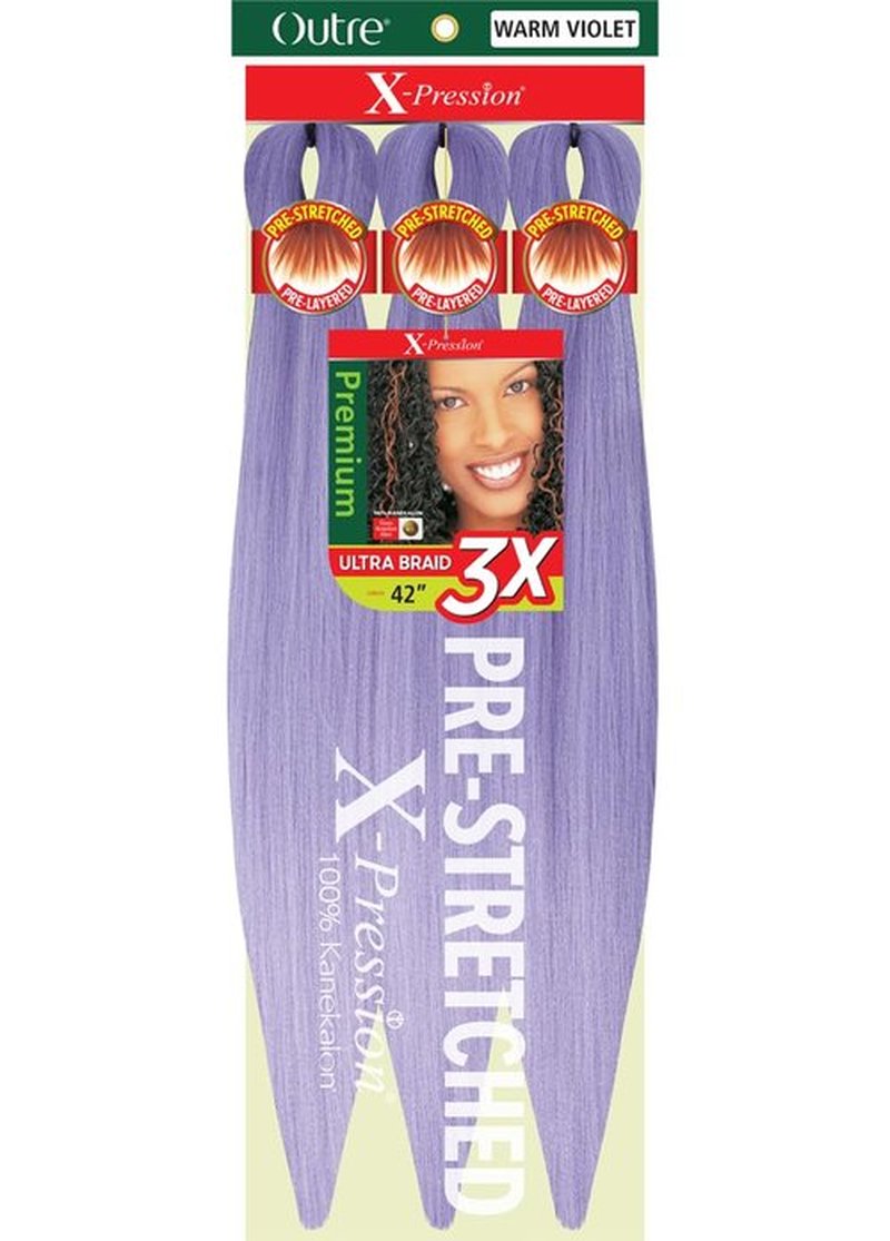 [3 PACK DEAL] Outre X-Pression Braid-Pre Stretched Braid 52" 3X 3 Packs (WARM VIOLET)