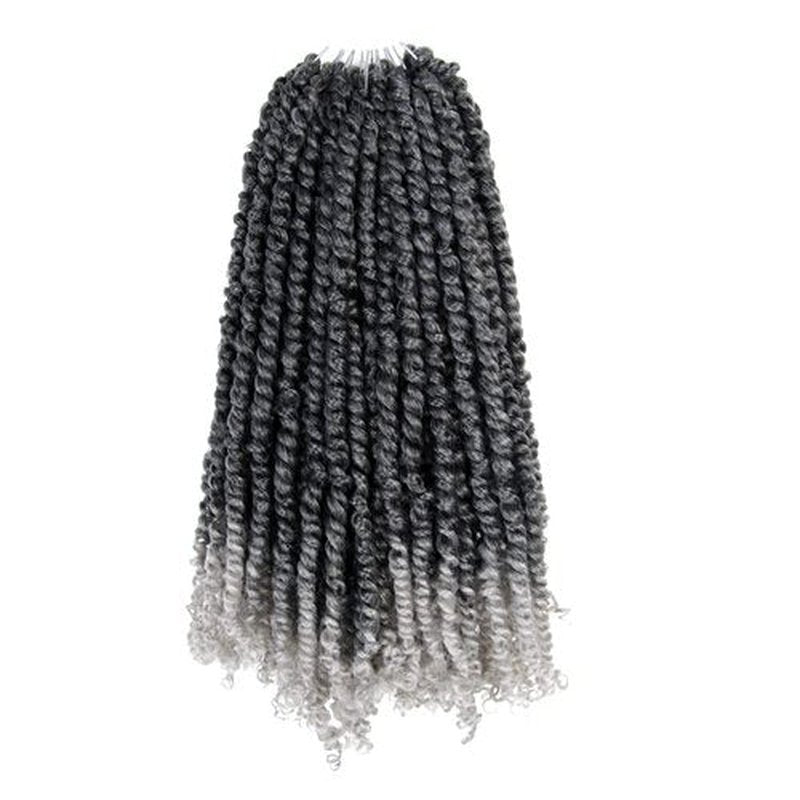 The BOHOBABE Pre-twisted Passion Twist Crochet Hair 16 Inch Short Ombre Gray Pre-looped Crochet Passion Twist Braiding Hair 8 Packs (T1B/grey)