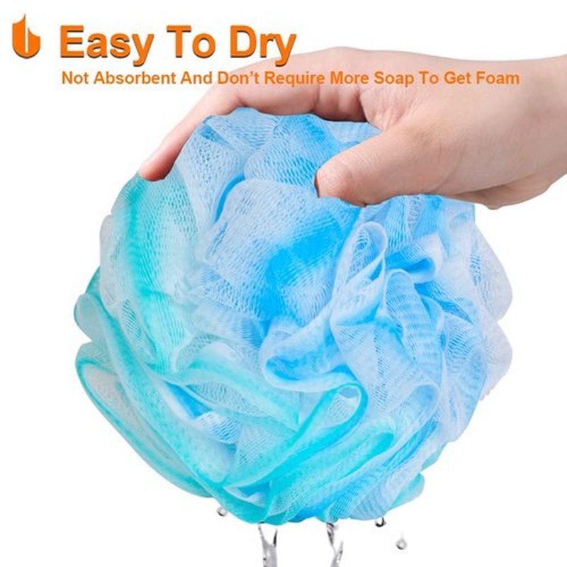 Urbanstrive Shower Bath Sponge XL 75g Soft Shower Loofahs Balls for Body Wash Men Women Bathroom Accessories, 1 Pack, Green-Blue