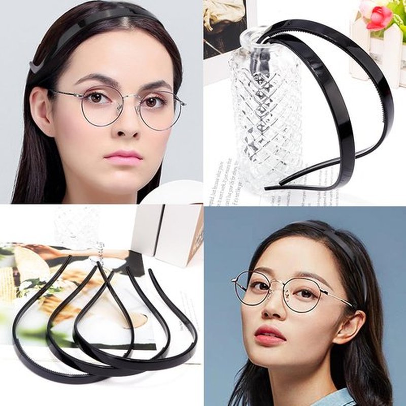 TOBATOBA Black Headbands for Glasses Wearers No Pressure No Headache Headbands Square Headband Sunglasses Headband for Women Comfortable Headbands for Girls, Womens Headbands Non Slip with Teeth 6Pcs