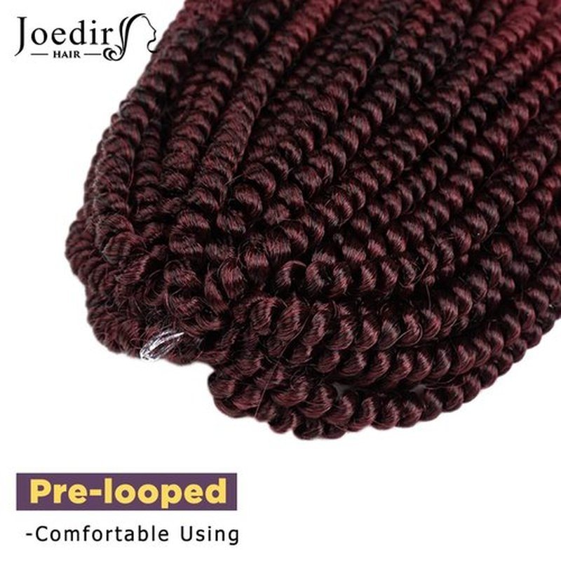 JOEDIR HAIR Spring Twist Crochet Hair 8 Inches 8 Pieces/Pack Ombre Red Synthetic Spring Curl for Black Women Brading Hair Extension (Color:T1B/118)