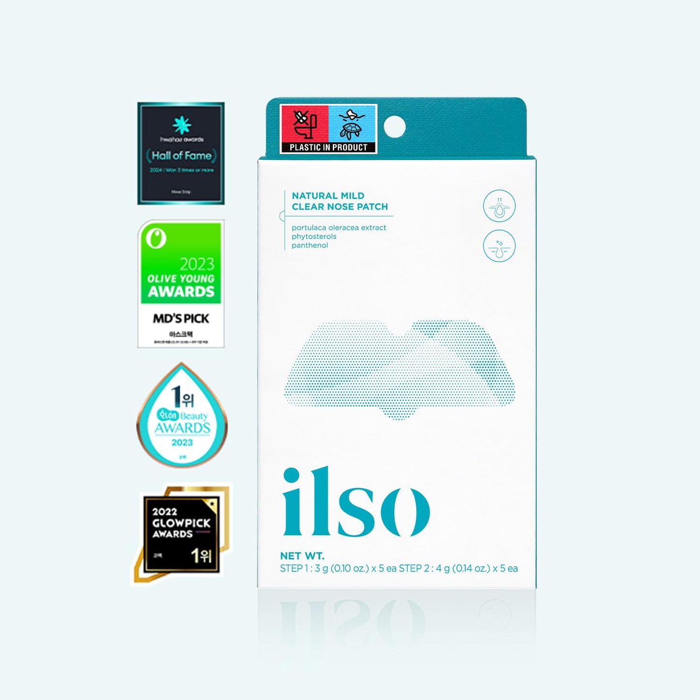 ilso Natural MILD Clear Nose Patch/Blackhead Remover for Nose/Targets PORES & PIMPLES/Facial Skin Care/Dermatologist Approved/Korean Skin Care to Absorb Acne Nose GUNK (5 PCS)