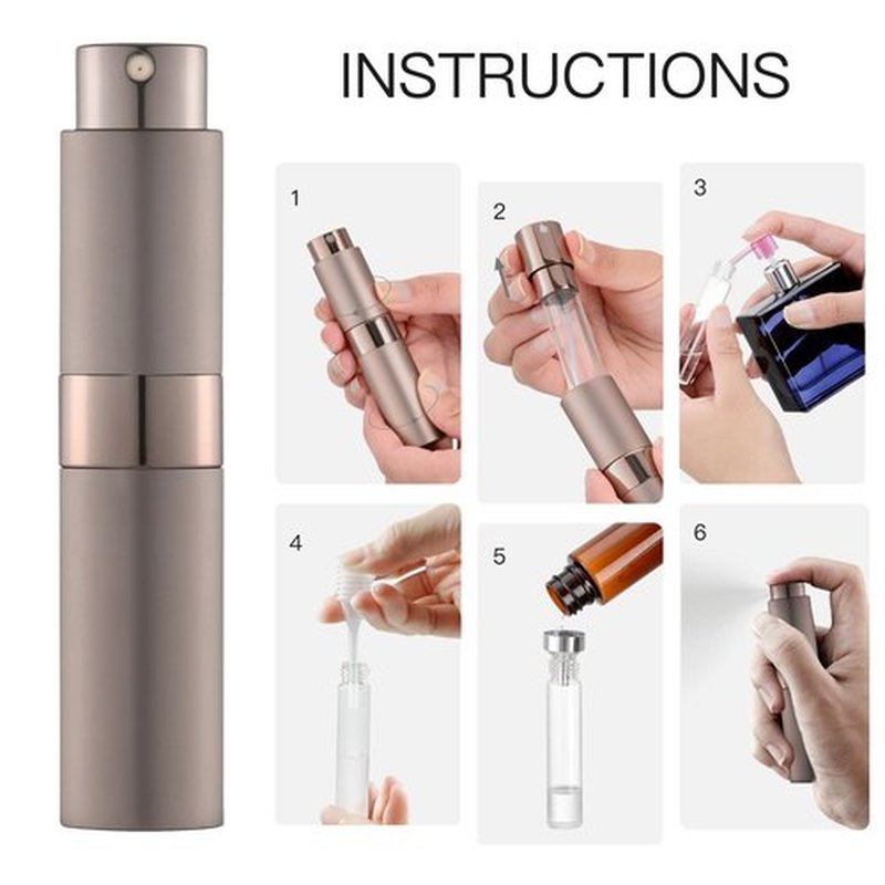 LISAPACK 8ML Atomizer Perfume Spray Bottle for Travel, Empty Refillable Cologne Dispenser, Portable Sprayer (Brown)