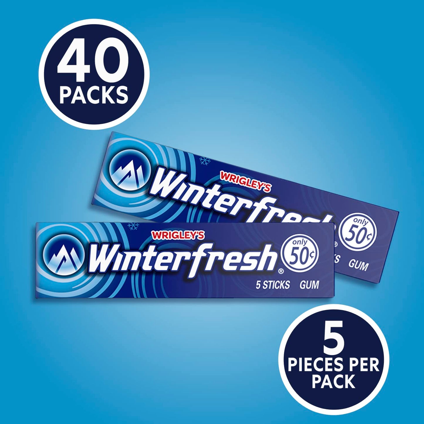Winterfresh Wrigley's Chewing Gum Bulk Pack, 5 Sticks Per Pack (Pack of 40)