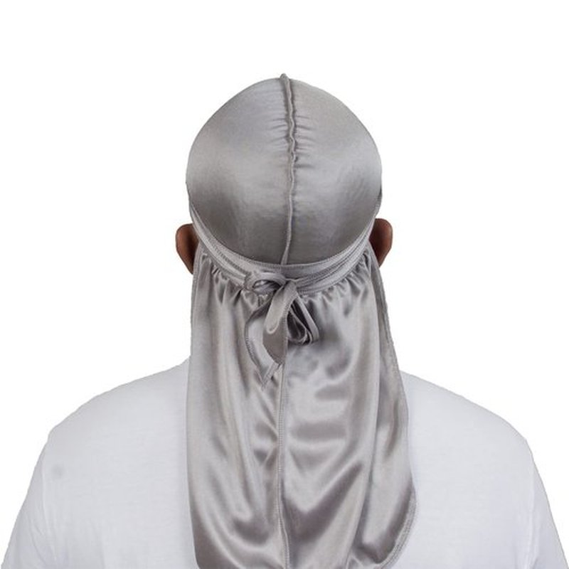 ForceWave Silky Durag for Men Wave Cap Satin Dorag for Men Women 360 Wave Gray