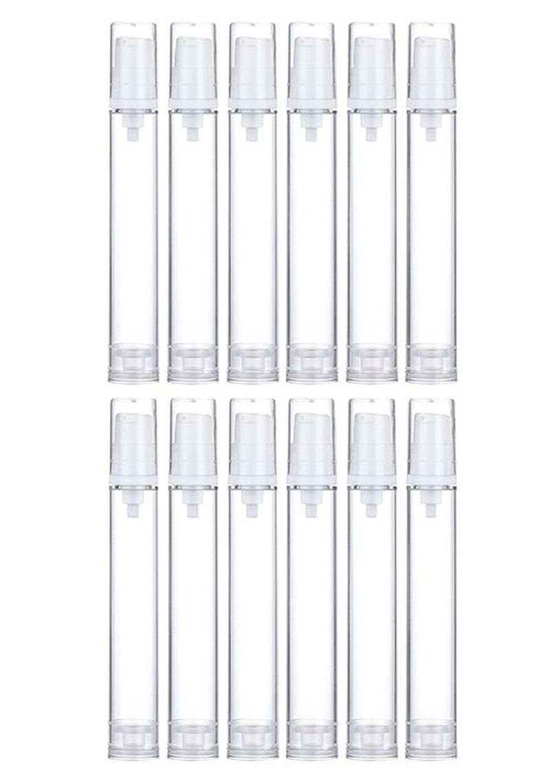 Wresty 12 Pcs Vacuum Lotion Bottles Plastic Empty Airless Pump Bottles Travel DIY Cosmetic Cream Pump Bottles Makeup Foundation Toiletries Liquid Vacuum Container (15ml)