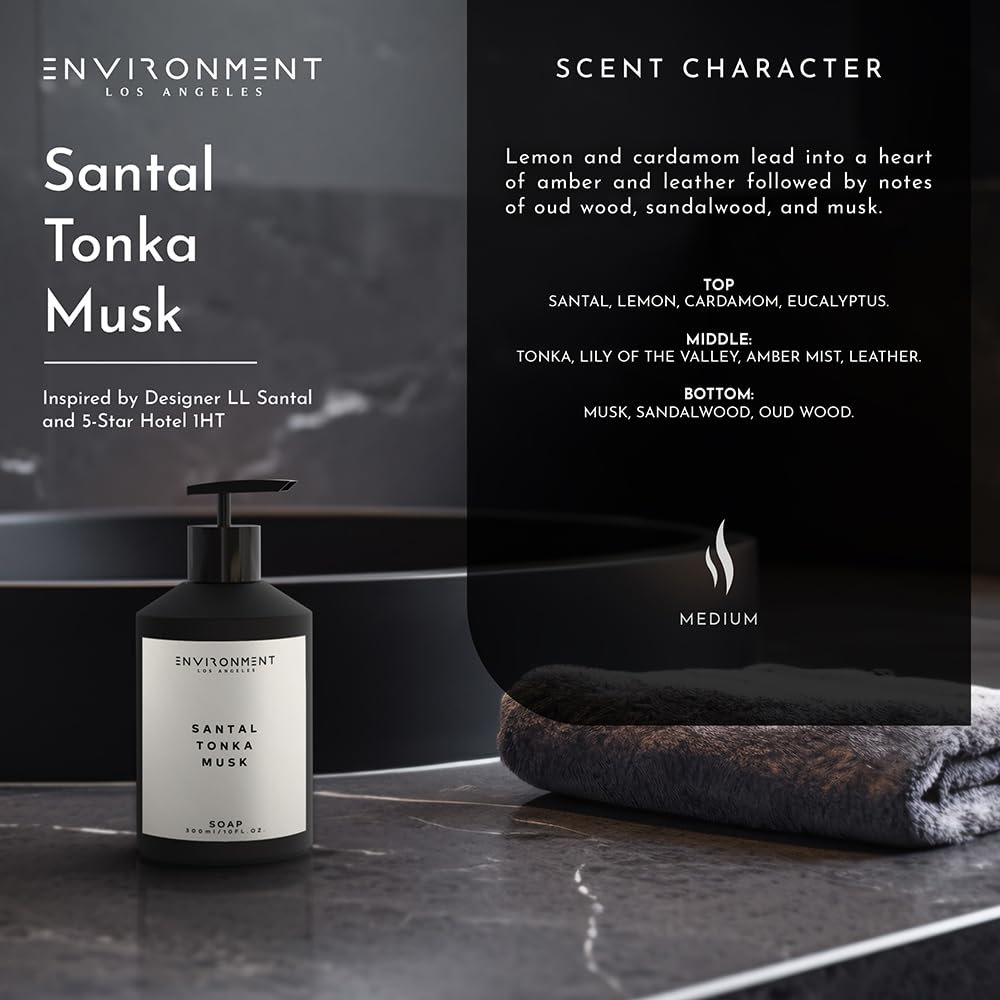 ENVIRONMENT Inspired by 5-Star Resort 1HT Hand Soap, 300ml Luxury Liquid Hand Soap (Santal | Tonka | Musk) Home Essentials, Kitchen & Bathroom Soap, Hand Wash, Vegan & Cruelty-Free