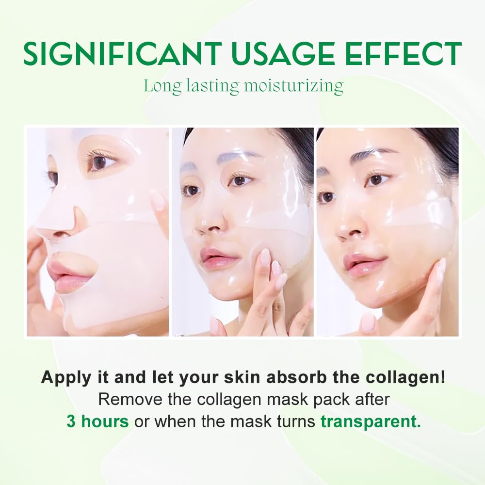 Ueseinl Collagen Face Mask 4-Pack - Hydrogel Sheet Mask with Hyaluronic Acid & Peptides for Instant Glow,Korean overight Wrapping Face Sheet,Elasticity Enhancing,Firming,Moisturizing